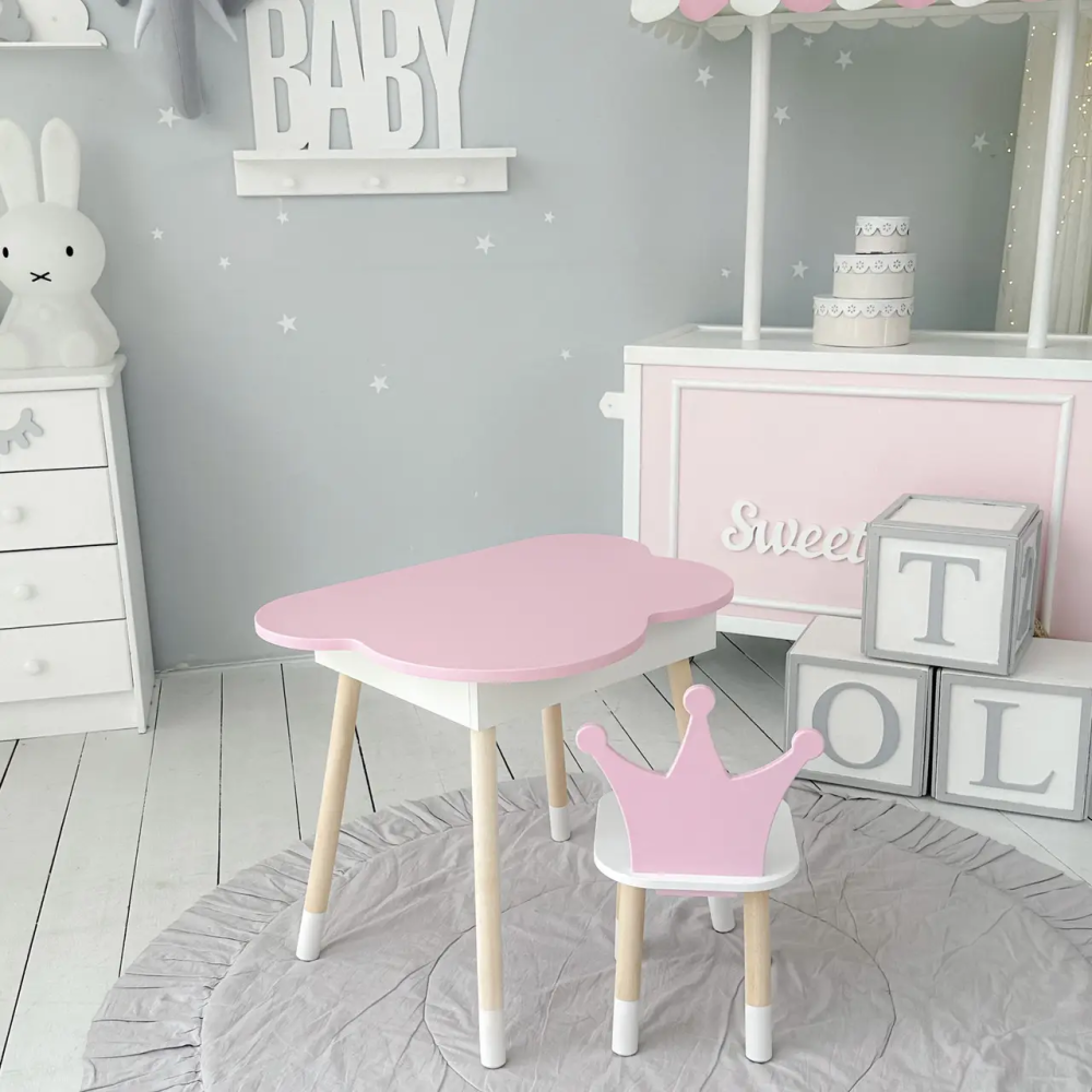 Дитячий стіл Хмара з нішою та стільцем Корона (Рожевий) Вінниця - фото 9