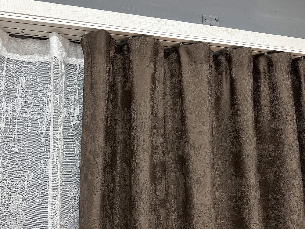Комплект штор VR-Textil Жакард Мармур 150х270 2шт і Тюль 400х270 1557ш-1400т Коричневий з білим 71-190/3 Київ - фото 8