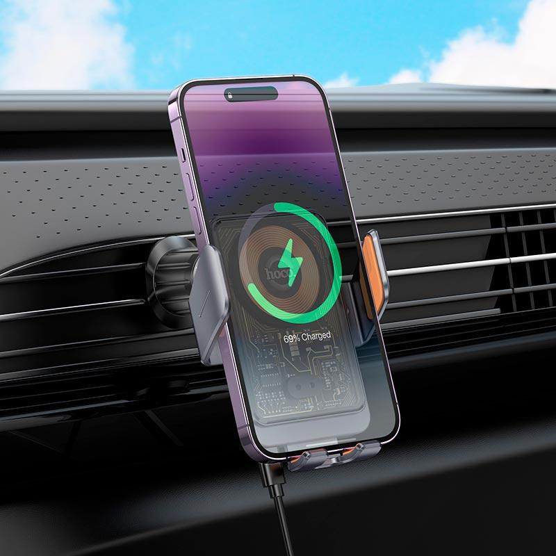 Автотримач для телефона з БЗП HOCO HW7 Transparent Discovery Edition wireless fast charging car holder(air Одеса - фото 8