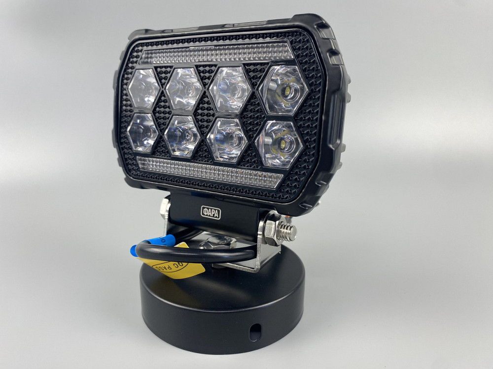 Фара LED квадратна 8 Led chip 12/24V. Широкий промінь + DRL світло + стробоскоп, світло 6500 К, IP67 Мукачево - фото 3