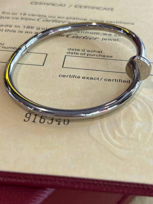 Браслет Cartier цвях | напилення білим золотом AU750 | розсип цирконів на капелюшку  | брендова упаковка - додатково Одеса - фото 15