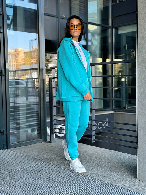 Женский спортивный костюм на флисе Голубой 46/48 Харьков - изображение 3