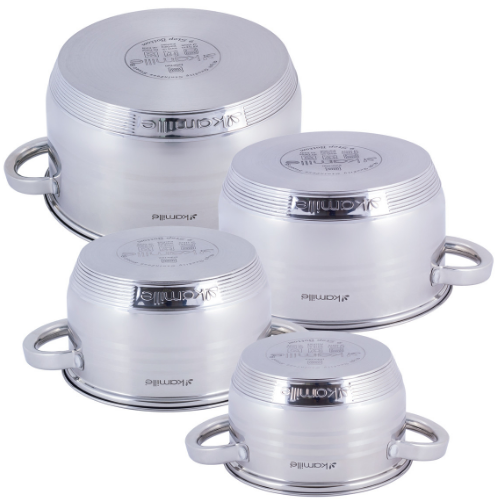 Набір каструль 8 предметів (каструлі 1,5/2/3/5л) нержавіюча сталь порожнисті ручки 4916 KAMILLE Житомир