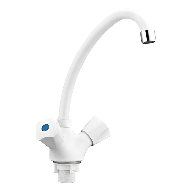 Кухонний змішувач Plamix Omega-271 White з підводкою PM0610 Харків - фото 1