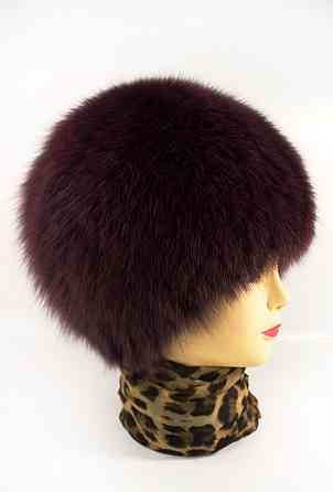 Шапка хутряна жіноча з песця стріха Анастасія Бордовий Харків