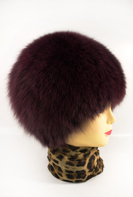 Шапка хутряна жіноча з песця стріха Анастасія Бордовий Харків - фото 3