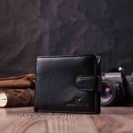 Бумажник для мужчин удобного размера из натуральной кожи ST Leather 22463 Черный Киев