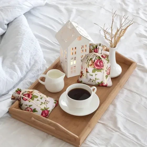 Льняной мешочек с цветочным принтом и шнурком – для украшений, подарков, трав, 1 шт Киев