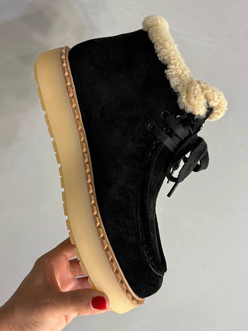 Ботинки женские Hengji 68-2 замшевые на меху с опушкой черные, 37, 23,5 см Киев - изображение 13