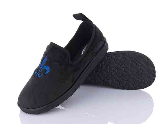 Хатні капці чоловічі із задником чорні капці туфлі тм "PaGo" мод.: синя лілія 46 Одеса