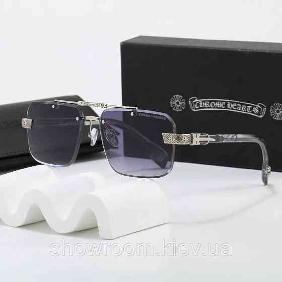 Безоправные стильные солнцезащитные очки Chrome Hearts  (88930) серые Киев