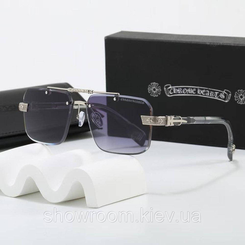 Безоправні стильні сонцезахисні окуляри Chrome Hearts (88930) сірі Київ - фото 1