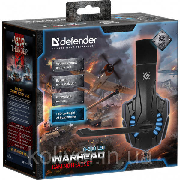 Ігрова гарнітура Defender Warhead G-390 LED чорно-синя, кабель 1,8 м (64039) Киев - изображение 7