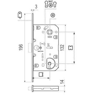 Замок AGB магнітний міжкімнатний WC MEDIANA POLARIS титан Київ