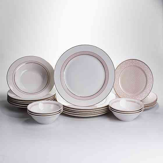 Столовий сервіз на 6 персон 24 предмети порцеляновий HP-HK-A12 Бежевий Коломия