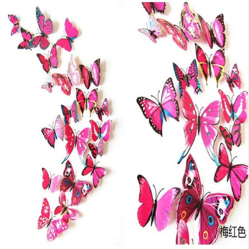 Розовые бабочки на магните - в наборе 12шт., пластик (так же в набор входит 2-х сторонний скотч) Киев - изображение 2