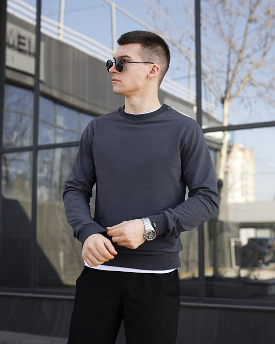 Свитшот мужской однотонный темно-серый Pobedov 001 Киев - изображение 4