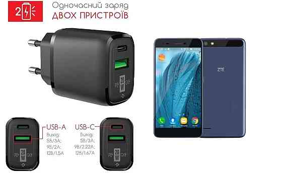 Сетевое зарядное устройство для ZTE BLADE A6, 20W 3A, Quick Charge 3.0 Киев