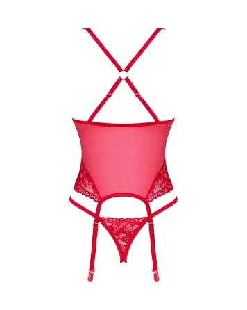 Прозорий корсет Obsessive Lacelove corset M/L Red, мереживо, підв’язки для панчіх Львів