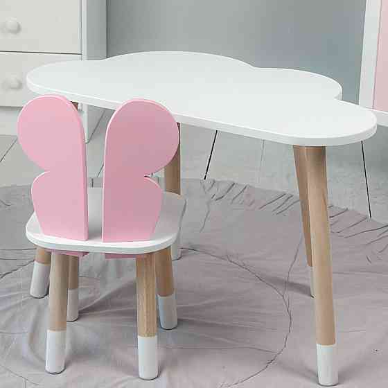 Мебель для детей столик и удобный стульчик для обучения и отдыха стол тучка и стул бабочка розовый Киев