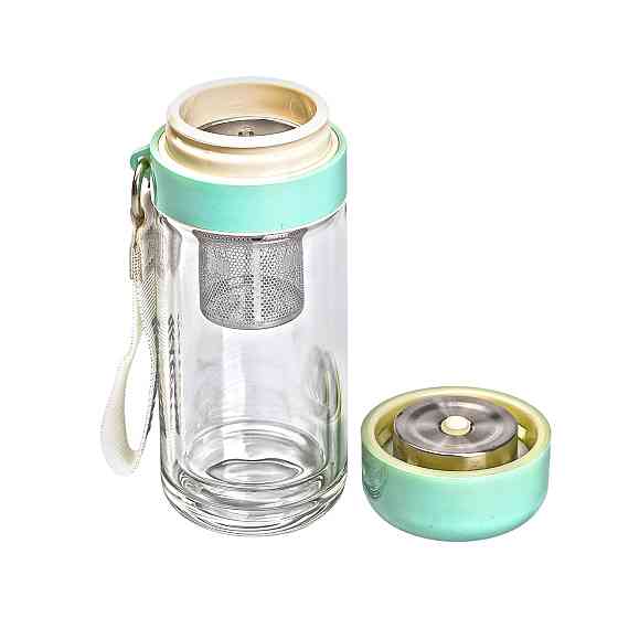 Yiwu Термос скляний Hexagram із подвійними стінками та заварником 240 мл зелений HP-14-40GR Киев