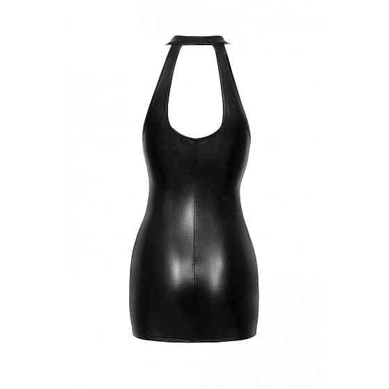 Соблазнительное виниловое мини-платье XL F278 Noir Handmade, с молнией, черное Sex Aura Киев