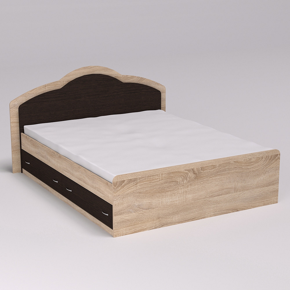 Кровать Диана двуспальная с 2-мя ящиками, Дуб Сонома+Венге Магія, 2048х1410х1030 Львов - изображение 1