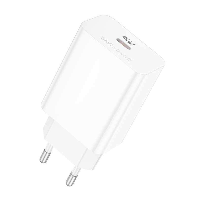 Мережевий зарядний пристрій BOROFONE BA21A Pro Long journey single port PD20W charger White Одеса - фото 1