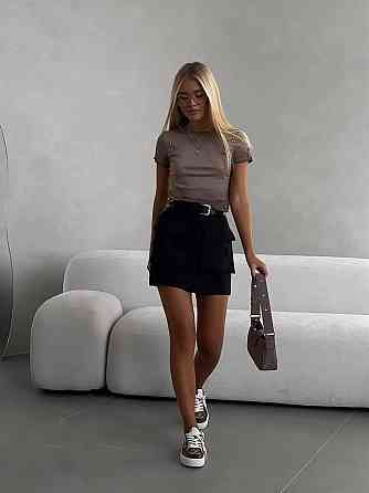 Женская стильная мини юбка-карго костюмка Черный, 44/46 Одесса