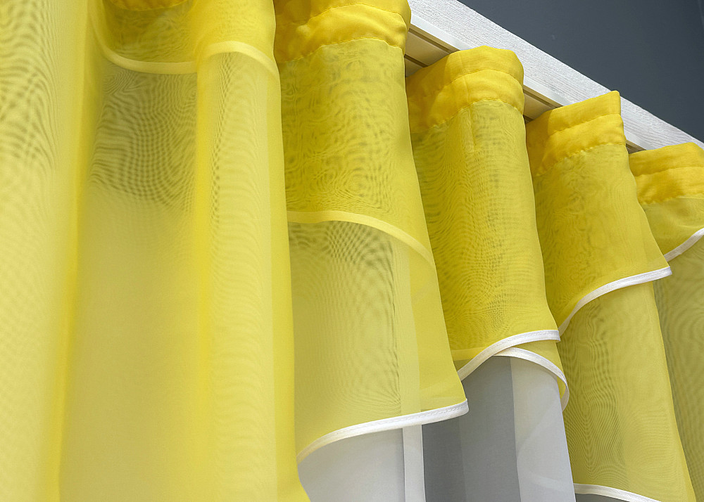 Кухонна тюль арка з ламбрекеном VR-Textil № 025к жовтий з білим 280х170 см (52-1218) Київ - фото 3