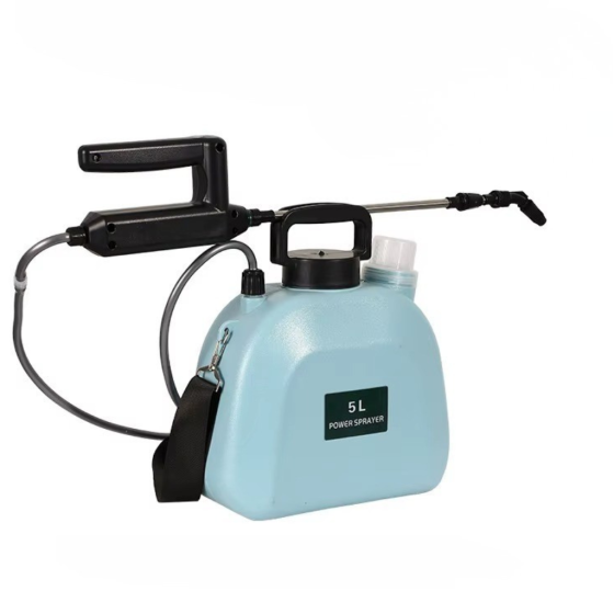 Ручний обприскувач акумуляторний на 5 літрів наплічний портативний для саду і городу садовий пластиковий блакитний Кам'янець-Подільський
