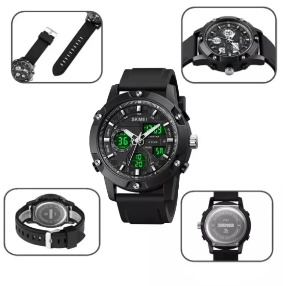 Мужские наручные классические часы Skmei 1757 Черный с белым Винница