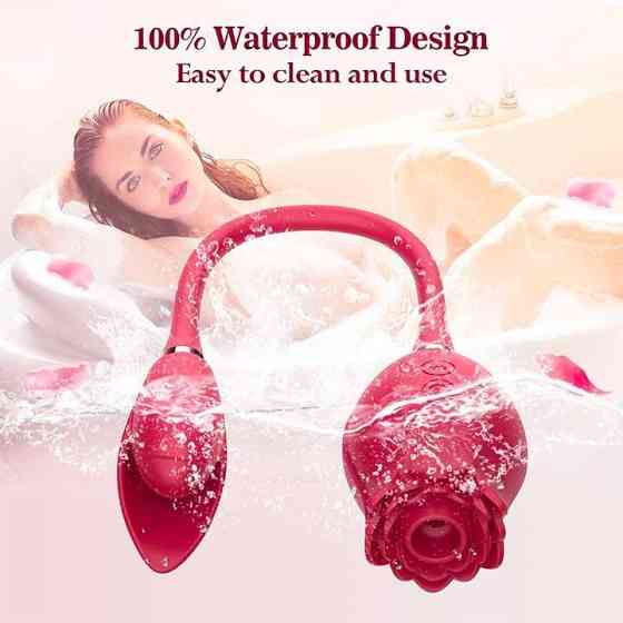 Подвійний вакуумний вібратор "Троянда" Valery (вакуумний стимулятор) USB - Рожевий - Вібратори Вінниця