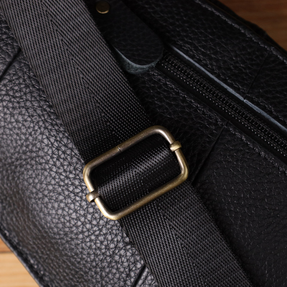 Мужская сумка через плечо из зернистой натуральной кожи Vintage 22964 Черный Киев - изображение 1