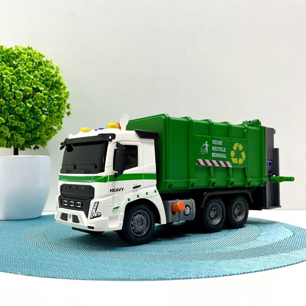 Сміттєвоз машинка інерційна звук підсвічування 1:16 Зелена (A1110-3-13) Чернігів - фото 2