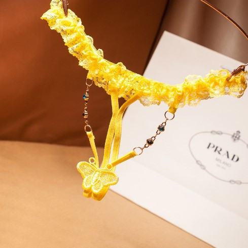 Трусики з відкритим доступом та метеликом універсальний жовтий Київ - фото 1