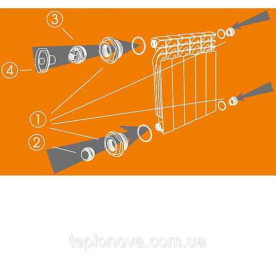 Комплект футорок секційного радіатора CRISTAL NR-2011 1/2| (HT 404) Чернівці