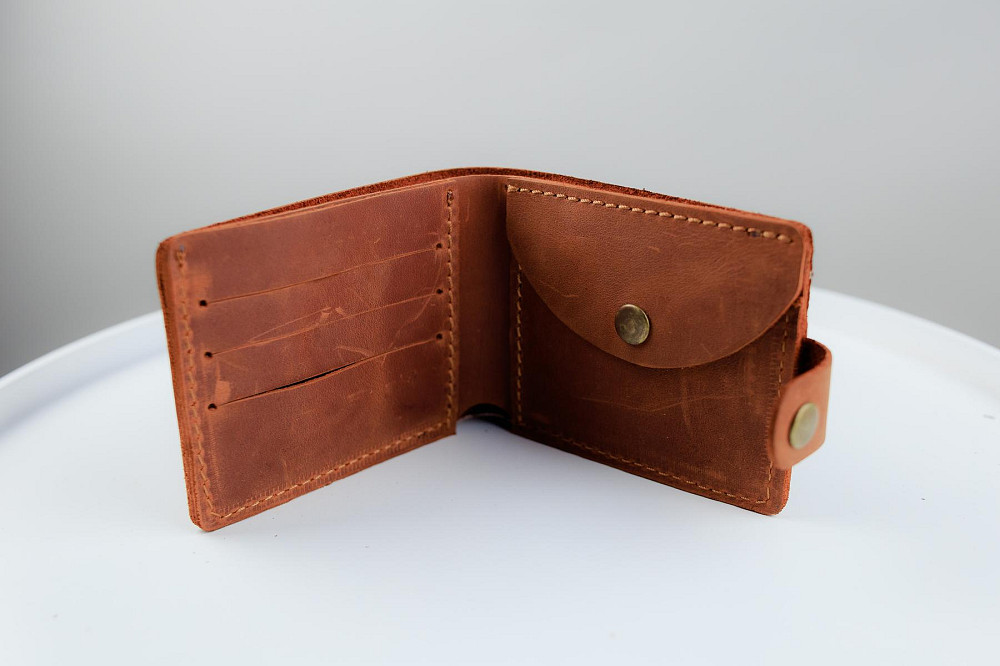 Класичний гаманець із натуральної шкіри Crazy Horse тиснення крокодил SH018 (Світло-коричневий) Суми - фото 4