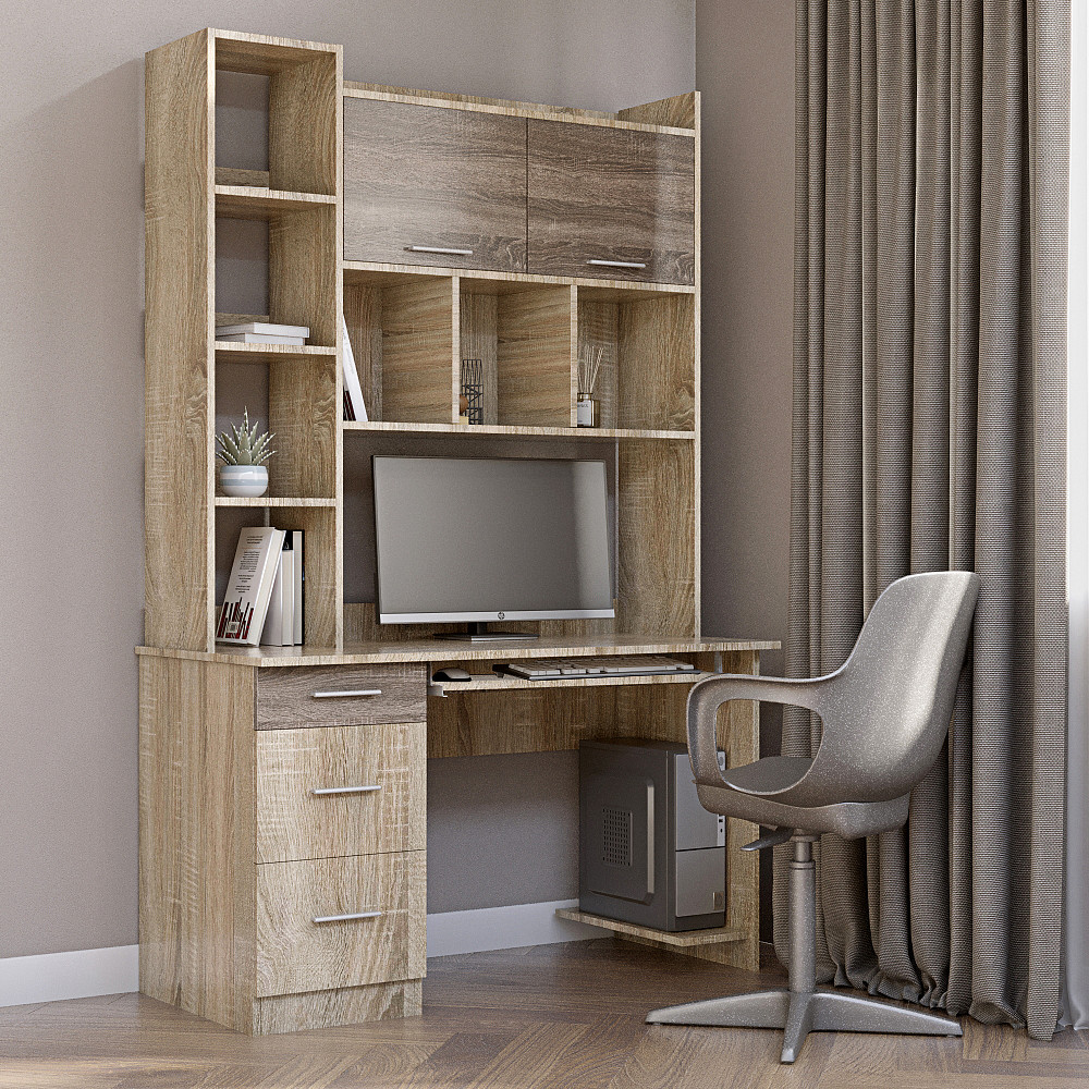 Комп'ютерний стіл з полицями Еверест Школяр-6 сонома + трюфель (DTM-2150) Львів - фото 2