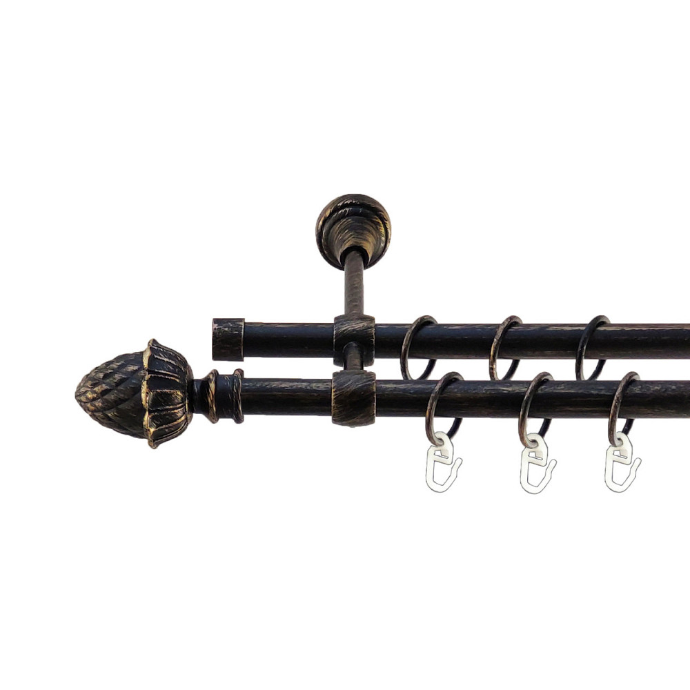 Карниз Orvit Цинара металевий дворядний литий Чорне Золото 16\16 мм 300 см (5468299) Львов - изображение 1