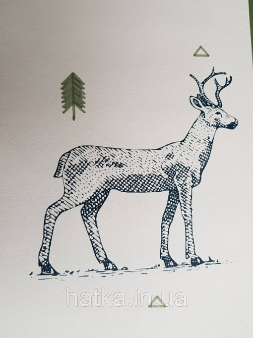 Обои флизелиновые детские  Caselio Our Planet животные медведи олени черные деревья зеленые на белом Киев - изображение 3