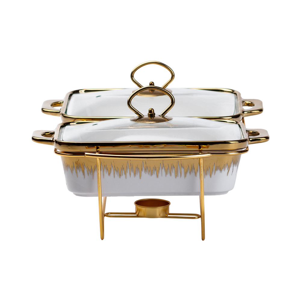 Yiwu порцелянаовий марміт на 2 секції по 1 л золото Коломыя - изображение 4