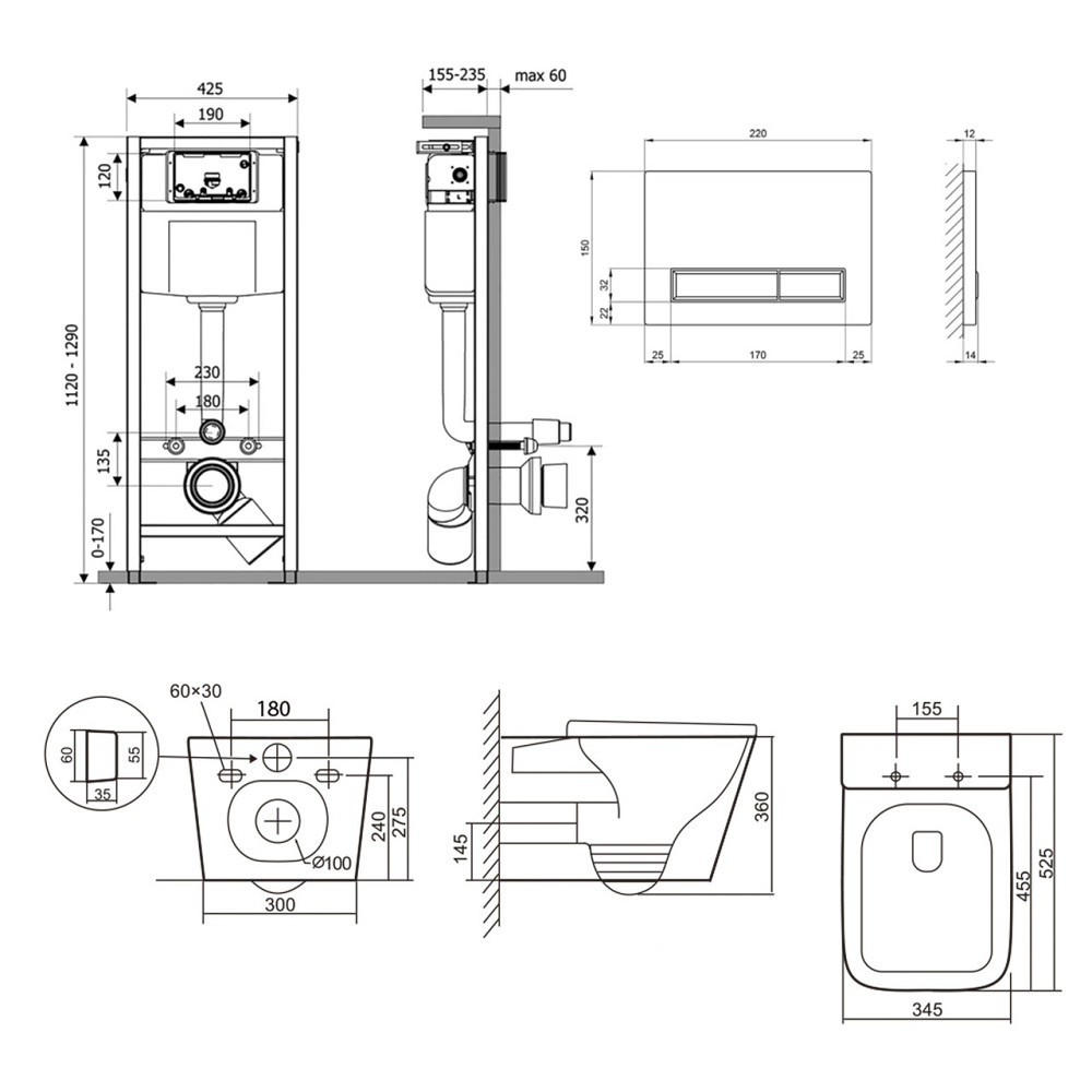 Готове рішення Qtap для ванної кімнати: підвісний унітаз Tern Ultra Quiet 525x345x360 + комплект інсталяції Nest 4 в 1 (лінійна Київ - фото 2