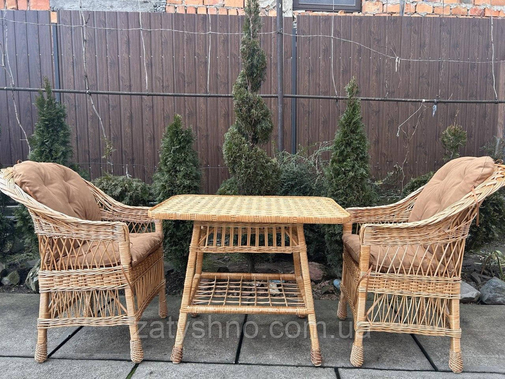 Меблі плетені з кавовими накидками Київ - фото 3