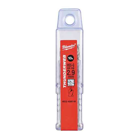 Свердло по металу THUNDERWEB HSS-G MILWAUKEE DIN338, діаметр 2,9х61х33мм, (10шт), пластикова коробка Одеса
