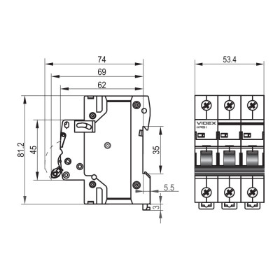 Автоматический выключатель Videx RS6 RESIST 3п 20А 6кА С (VF-RS6-AV3C20) Винница - изображение 4