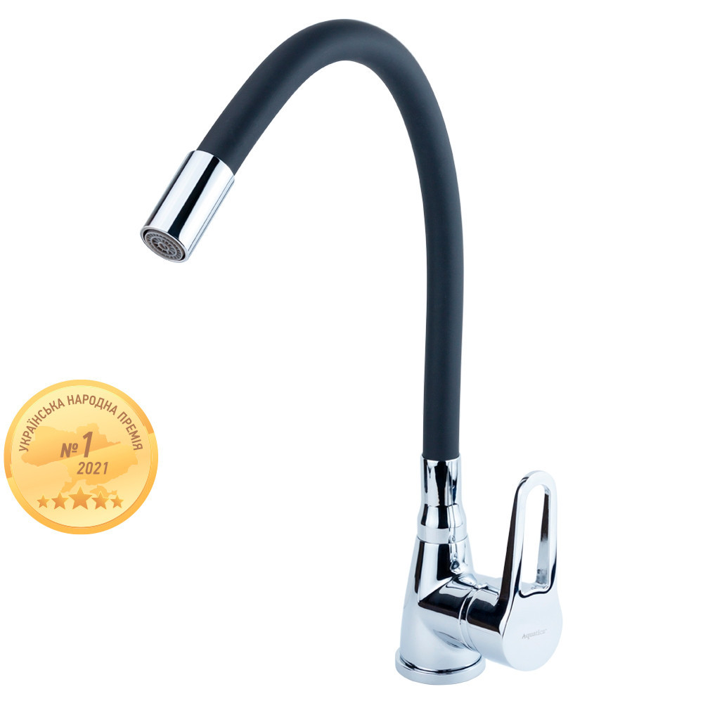Смеситель HL Ø35 для кухни гусак силиконовый на гайке AQUATICA HL-4B530C (9734120) Киев - изображение 1