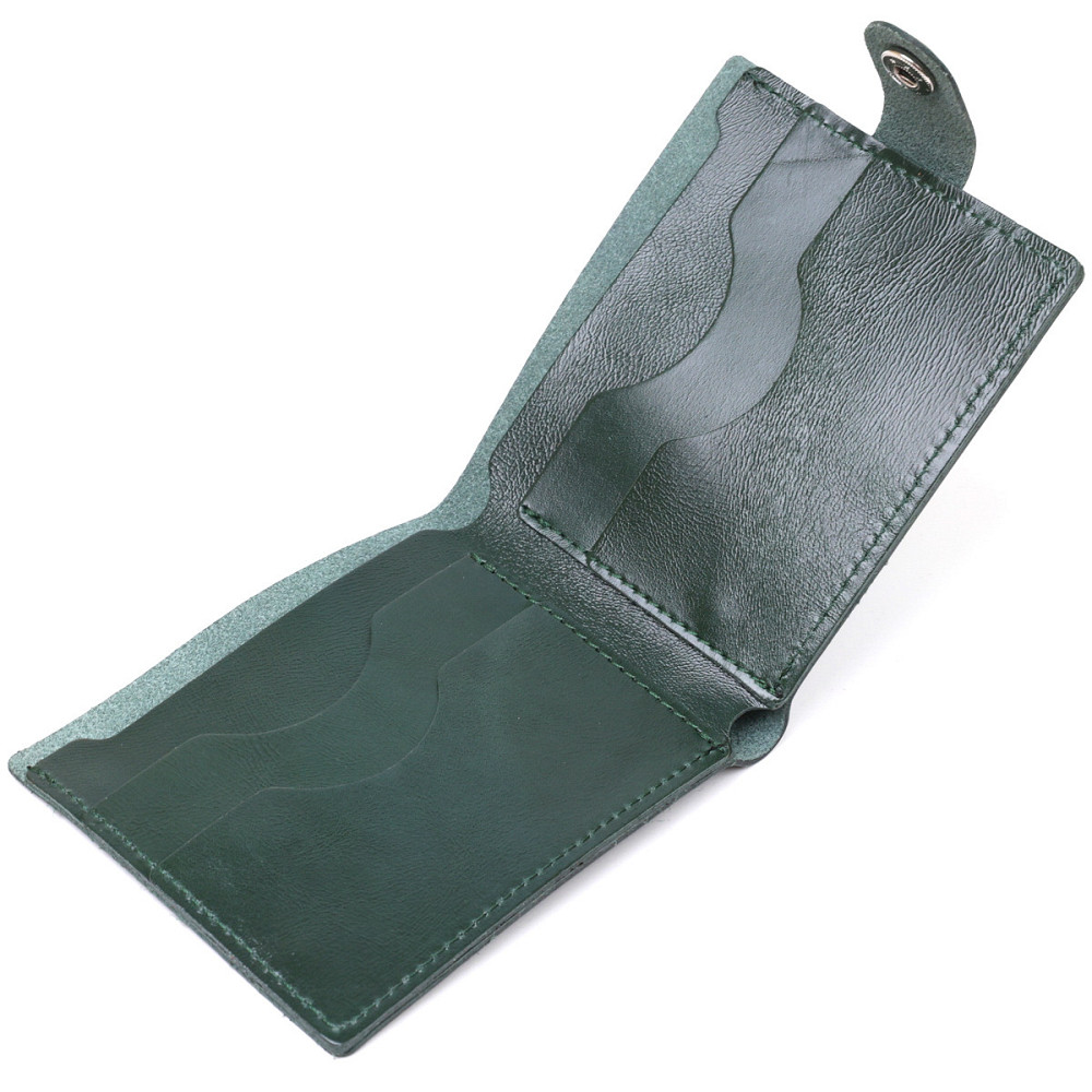 Универсальное кожаное портмоне Shvigel 16462 Зеленый Киев - изображение 5