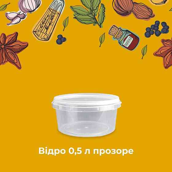 Ведро пластиковое 0,5л, прозрачное с крышкой с ручкой, сертифицированное Павлоград