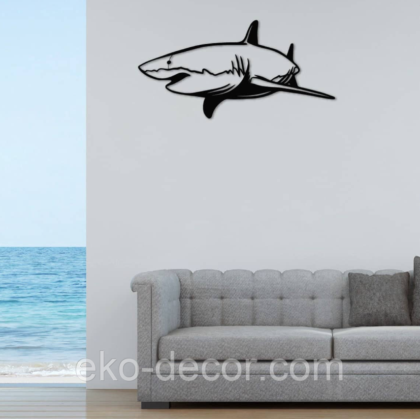 Декоративное настенное Панно «Акула» Декор на стену 90*44 см, Черный Киев - изображение 8